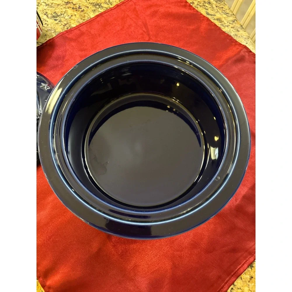 Longaberger Pottery American Eagle Lidded Casserole Dish Navy Blue Stars USA